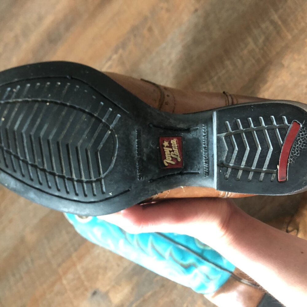 Tony Lama Cowgirl Boots - Turquoise and Warm Brown - Women's Size 8 - Picture 6 of 11